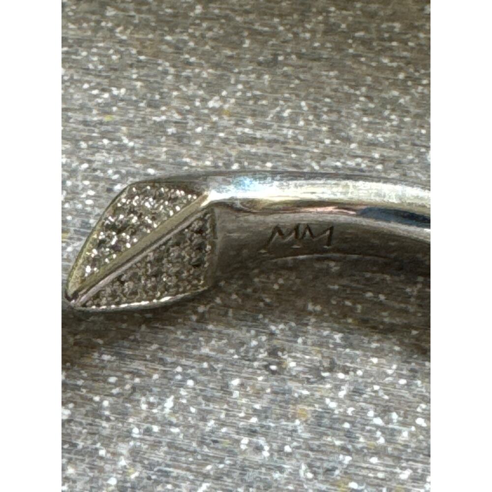 MM Hinged Cuff, Triangular Rhinestone SilverTone Bracelet - Picture 5 of 6